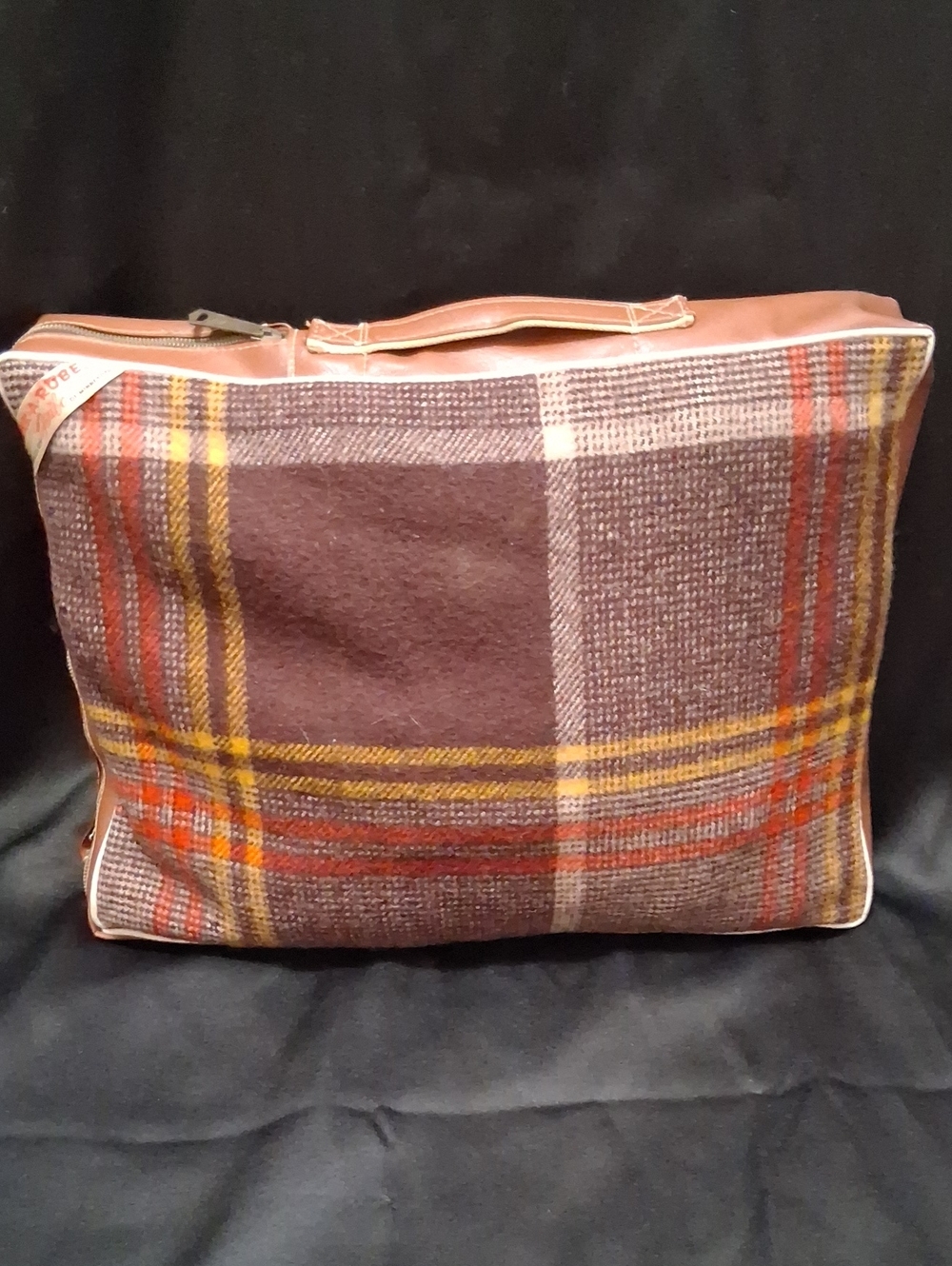Pak-A-Robe Faribo Plaid Wool Throw Blanket - Brown - Red Orange Stripes